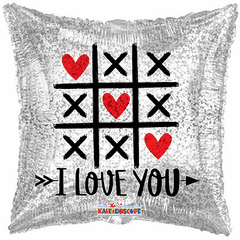 18" I Love You Tic Tac Toe Holographic Balloon