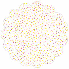 18" Pink and Yellow Dots Scalloped Cellophane Sheets