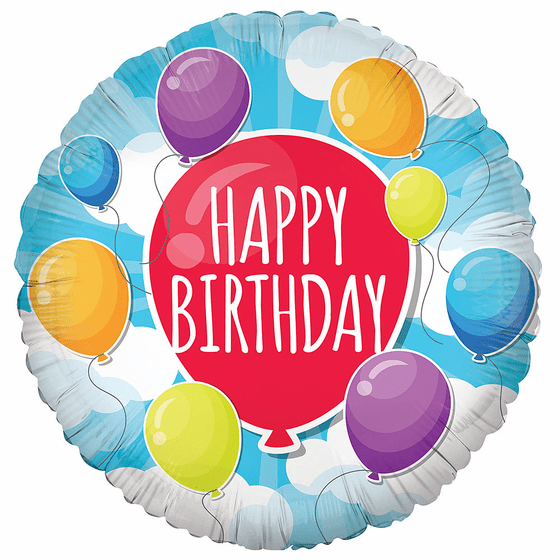 18" Soaring Balloons Happy Birthday Balloon