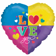 22" Color Block Love Non-foil Balloon