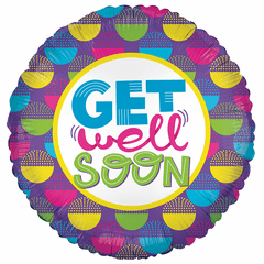 22" Get Well Dotted Top Non-foil Balloon