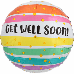 28" Get Well Soon Stripes Jumbo Balloon