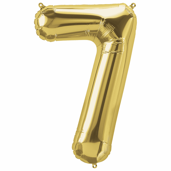 34" Gold Number 7 Balloon Packaged w/weight