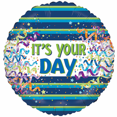 35" Classic Stripes It's Your Day Jumbo Balloon