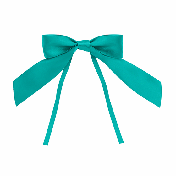 4" Teal Satin Bow with Ties