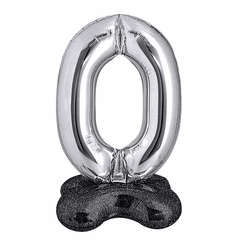 40" Number Zero Balloon with Base Packaged