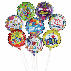 4" Air-filled Balloons- Birthday Assortment PK36