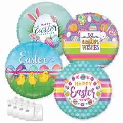 Assorted 18" Easter Balloons with Ribbon Weights