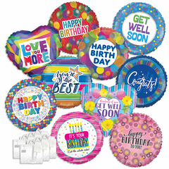 Assorted 18" Everyday Balloons with Ribbon Weights