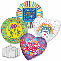 Assorted 18" General Sentiment Balloons with Ribbon Weights