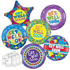 Assorted 18" Get Well Balloons with Ribbon Weights