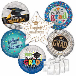 Assorted 18" Graduation Balloons with Ribbon Weights