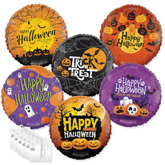 Assorted 18" Halloween Balloons with Ribbon Weights