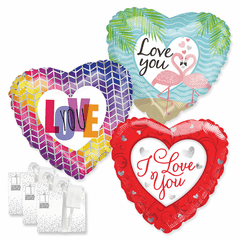 Assorted 18" Love Balloons with Ribbon Weights