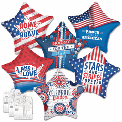 Assorted 18" Patriotic Balloons with Ribbon Weights