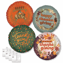 Assorted 18" Thanksgiving Balloons with Ribbon Weights