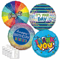 Assorted Everyday Jumbo Balloons with Ribbon Weights