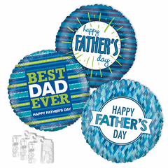 Assorted Father's Day Jumbo Balloons with Ribbon Weights
