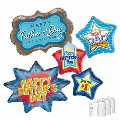 Assorted Father's Day Shape Balloons with Ribbon Weights