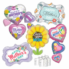 Assorted Mother's Day Shape Balloons with Ribbon Weights