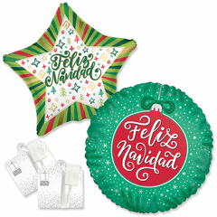 Assorted Spanish 18" Christmas Balloons with Ribbon Weights