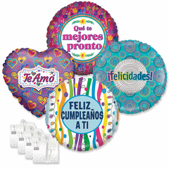 Assorted Spanish 18" Everyday Balloons with Ribbon Weights