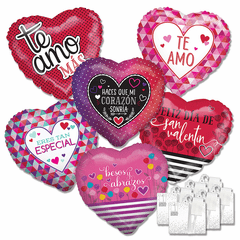 Assorted Spanish 18" Valentine Balloons with Ribbon Weights
