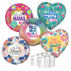 Assorted Spanish Mother's Day Jumbo Balloons with Ribbon Weights