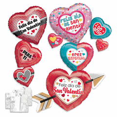 Assorted Spanish Valentine Shape Balloons with Ribbon Weights