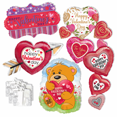 Assorted Valentine Shape Balloons with Ribbon Weights