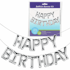 Balloon Banner Kit<br>Happy Birthday Silver