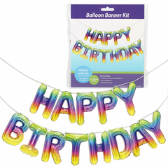 Balloon Banner Kit<br>Happy Birthday Tie Dye Bright