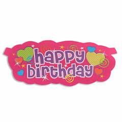 Happy Birthday Hearts and Stars Banner