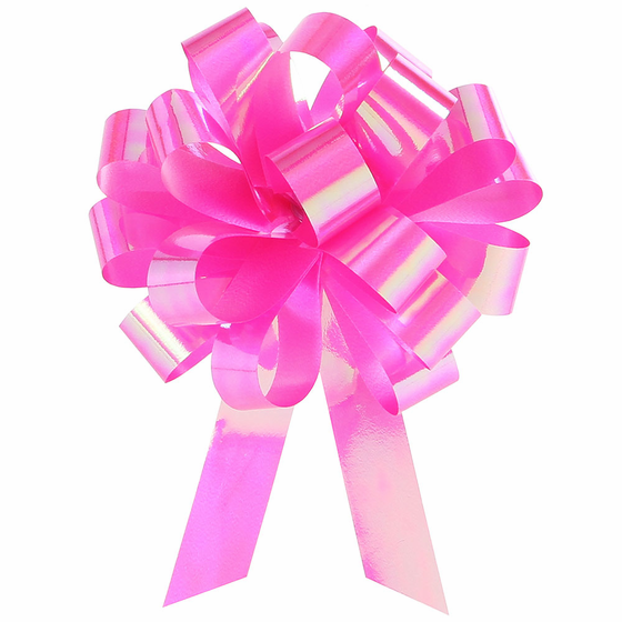 Medium Hot Pink Iridescent Pull Bow