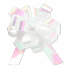 Medium White Iridescent Pull Bow