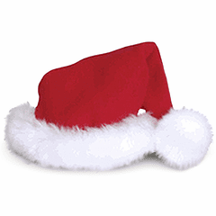 Red Plush Santa Hat - 9" wide