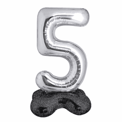40" Number Five Balloon with Base Packaged 