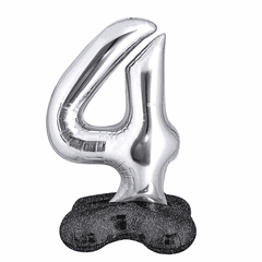 40" Number Four Balloon with Base Packaged