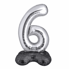 40" Number Six Balloon with Base Packaged 