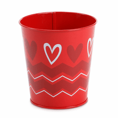 Tin Bucket<br>Red Chevron Print