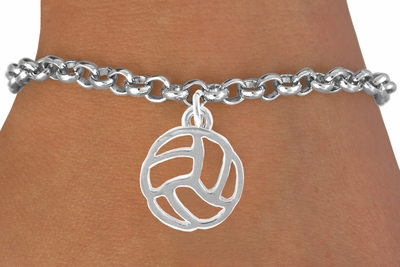 SportyBella Volleyball Charm Bracelet - Adjustable Team Spirit Jewelry For Volleyball Players