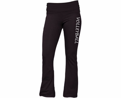 Black Yoga Pants w/ Volleyball Printed on Leg