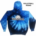 Blue Ocean Swirl Tie-Dye Hooded Sweatshirt - Choice of 10 Volleyball Designs