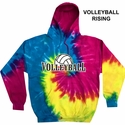 Dark Rainbow Swirl Tie-Dye Hooded Sweatshirt - Choice of 10 Volleyball Designs