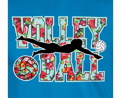 Floral Volley Ball Design Sapphire Blue T-Shirt