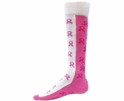 Half & Half Knee High Pink Ribbon Socks