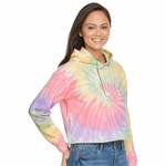 Colortone Zen Rainbow Tie Dye Ladies Crop Hoody Sweatshirt