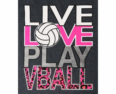 LIVE LOVE PLAY VBALL Design Dark Grey Volleyball T-Shirt