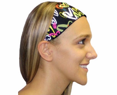 Neon Hearts Spandex Fabric Headband 