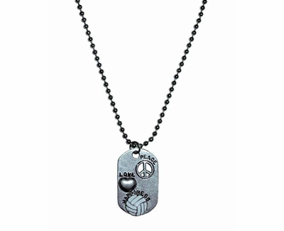 Peace, Love & Happiness Volleyball Dog-Tag Necklace